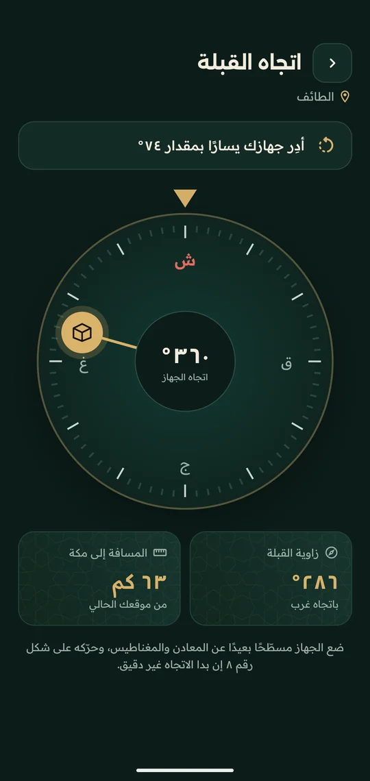 شاشة اتجاه القبلة